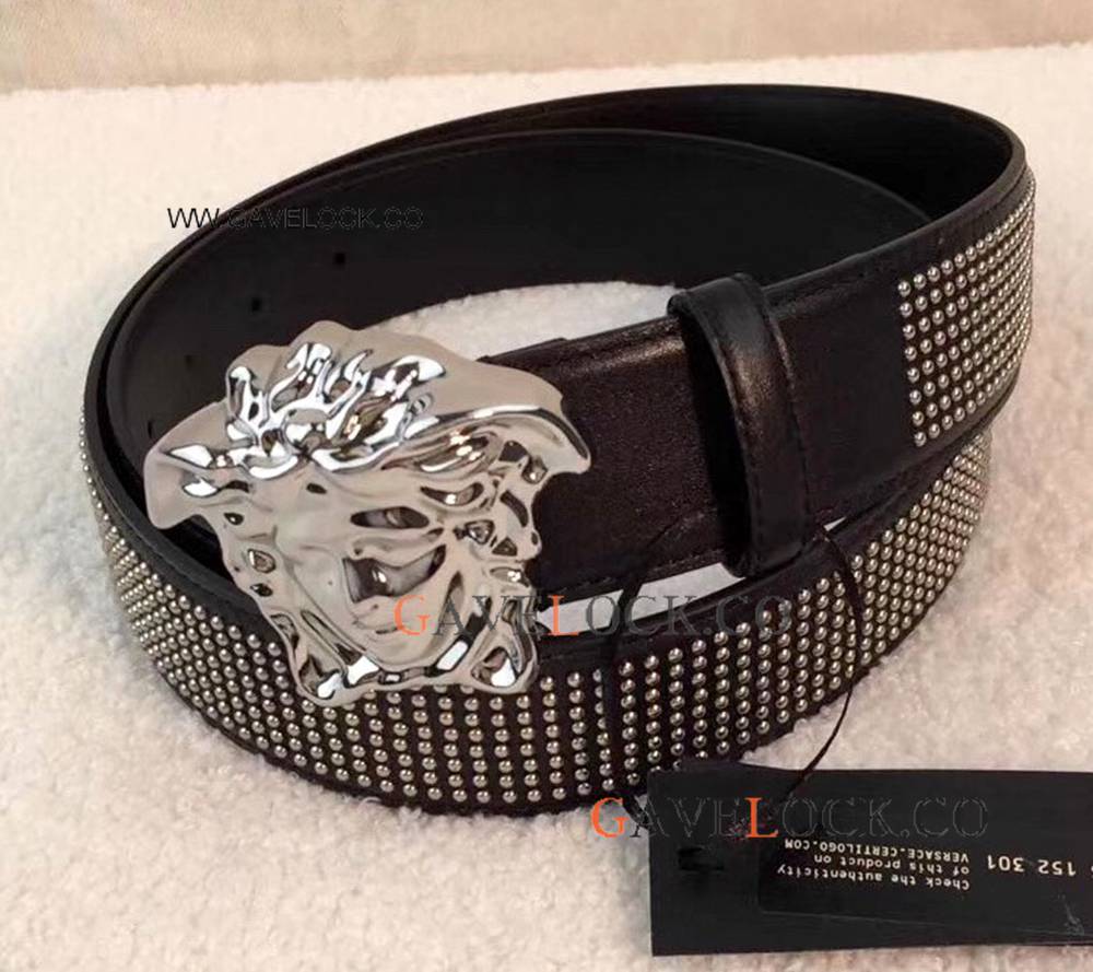 Best Replica Versace Belt With Silver Buckle Studded Belt / Newest Style